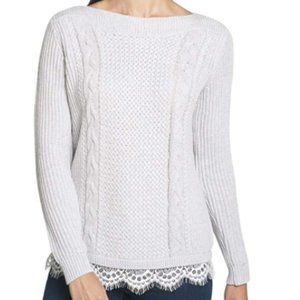 Tommy Hilfiger Knit Lace Trim Textured Sweater